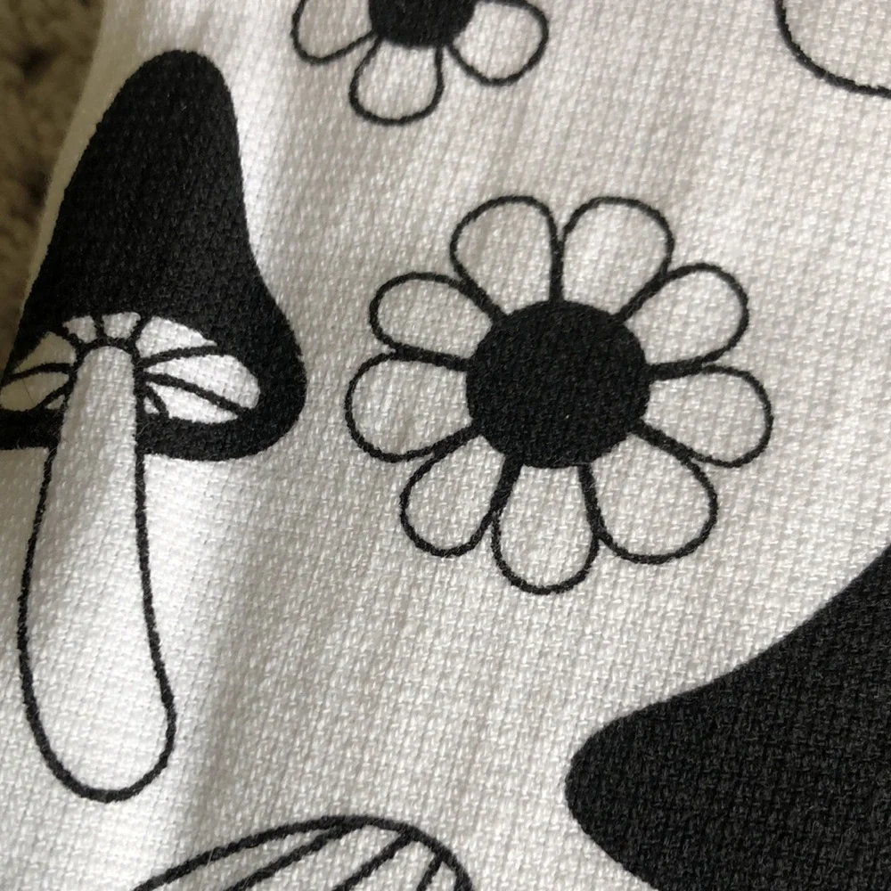 Black and White Mushroom Print Kitchen Towels